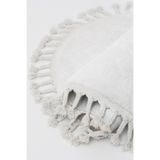 Dijidekor Beyaz Oval Post Dokuma Halı Saçaklı Peluş Yumuşacık Kaymaz Antibakteriyel, 200x200