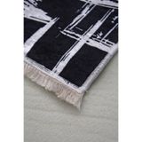 Dijidekor Dekoratif Dijital Saçaklı Halı Yolluk Yıkanabilir Antialaerjik Tual Siyah 150x550, NoColor-2c3b9444,