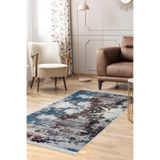 Dijidekor Dekoratif Dijital Saçaklı Kesme Halı Yolluk Yıkanabilir Antialaerjik Modern Mavi, NoColor-d6695461, 140x400