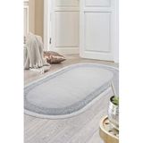 Dijidekor Dekoratif Dijital Saçaklı Oval Halı Yolluk Antialaerjik Antibakteriyel Gri, NoColor-28ab21c1, 100x300