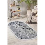 Dijidekor Dekoratif Dijital Saçaklı Oval Halı Yolluk Antialaerjik Granit Gri, NoColor-4c2cd13e, 140x200