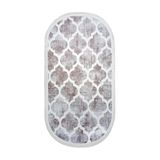 Dijidekor Dekoratif Dijital Saçaklı Oval Kesme Halı Yolluk Antialaerjik Maça Bej, NoColor-8f7d006a, 140x200