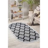 Dijidekor Dekoratif Dijital Saçaklı Oval Kesme Halı Yolluk Antialaerjik Maça Gri, NoColor-e1ae97f7, 100x200