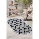 Dijidekor Dekoratif Dijital Saçaklı Oval Kesme Halı Yolluk Antialaerjik Maça Gri, NoColor-e1ae97f7, 140x400