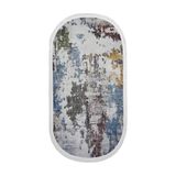 Dijidekor Dekoratif Dijital Saçaklı Oval Kesme Halı Yolluk Antialaerjik Modern Mavi, NoColor-d19febfd, 150x150