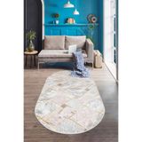 Dijidekor Delüxe Halı Vizon Gri Saçaksız Oval Yeni Kabartmalı Model Salon Halısı, GRİ-VİZON, 80x400