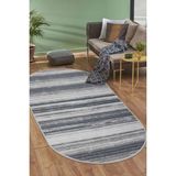 Dijidekor Dijidekor 9026 Gri Saçaksız Dijital Oval Halı Kaymaz Yıkanabilir İskandinav Yolluk 140X200 - 140 x 200 cm