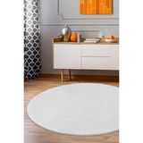 Dijidekor Dijidekor Beyaz Yuvarlak Post Dokuma Halı Peluş Yumuşacık Kaymaz Antibakteriyel 100X100 - 100 x 100 cm