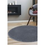 Dijidekor Dijidekor Koyu Gri Yuvarlak Post Dokuma Halı Peluş Yumuşacık Kaymaz Antibakteriyel 120X120 - 120 x 120 cm - Krem