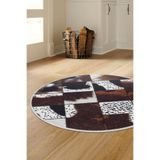 Dijidekor Dr01 Kahve Saçaksız Dijital Yuvarlak Halı Kaymaz Yıkanabilir, Yuvalak 170x170