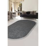 Dijidekor Halı Antrasit Cool K1290 Saçaklı Oval Kesme Ince Yolluk Kilim Salon Halısı Modelleri, 200x400