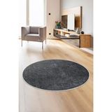 Dijidekor Halı Antrasit K1290 Yuvarlak Kaymaz Kesme Ince Yolluk Kilim Salon Halısı Modelleri - 120 x 120 cm