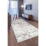Dijidekor Halı Bej Cool K1280 Yıkanabilir Saçaklı Kesme Ince Yolluk Kilim Salon Halısı Modelleri, 140x500