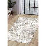 Dijidekor Halı Bej Cool K1280 Yıkanabilir Saçaksız Kesme Ince Yolluk Kilim Salon Halısı Modelleri, 140x400