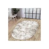 Dijidekor Halı Bej Cool K1280 Yıkanabilir Saçaksız Oval Kesme Ince Yolluk Kilim Salon Halısı Modeli, 40x60