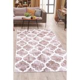 Dijidekor Halı Bej Maça Desenli Yıkanabilir Saçaksız Kesme Ince Yolluk Kilim Salon Halısı Modelleri, 140x400