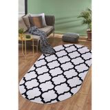 Dijidekor Halı Beyaz Maça Yıkanabilir Saçaksız Oval Kesme Ince Yolluk Kilim Salon Halısı Modelleri, 140x200