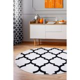 Dijidekor Halı Beyaz Maça Yıkanabilir Saçaksız Yuvarlak Kesme Ince Yolluk Kilim Salon Halısı Modeli, 130x130
