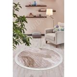 Dijidekor Halı Devetüyü Karo Saçaklı Yuvarlak Kesme Ince Yolluk Kilim Salon Halısı Modelleri - Deve Tüyü - 180 x 180 cm