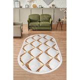 Dijidekor Halı Gold Cool Ky7059 Saçaklı Oval Kaymaz Kesme Ince Yolluk Kilim Salon Halısı Modelleri, 140x200