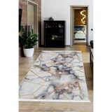 Dijidekor Halı Gold Kristal Yıkanabilir Saçaklı Kare Kesme Ince Yolluk Kilim Salon Halısı Modelleri, 200x500