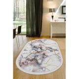 Dijidekor Halı Gold Kristal Yıkanabilir Saçaklı Oval Kesme Ince Yolluk Kilim Salon Halısı Modelleri, 100x500