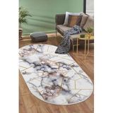 Dijidekor Halı Gold Kristal Yıkanabilir Saçaksız Oval Kesme Ince Yolluk Kilim Salon Halısı Modeli, 100x300