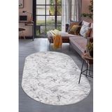 Dijidekor Halı Gri Cool Karo Yıkanabilir Saçaksız Oval Kesme Ince Yolluk Kilim Salon Halısı Modeli, GRİ-OVAL-SAÇAKSIZ, 140x200