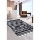 Dijidekor Halı Gri Cool Köln Yıkanabilir Saçaklı Kare Kesme Ince Yolluk Kilim Salon Halısı Modeli, 200x200