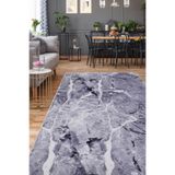 Dijidekor Halı Gri Granit Yıkanabilir Saçaksız Kesme Ince Yolluk Kilim Salon Halısı Modelleri, 140x200