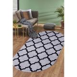 Dijidekor Halı Gri Maça Yıkanabilir Saçaksız Oval Kesme Ince Yolluk Kilim Salon Halısı Modelleri, 140x200