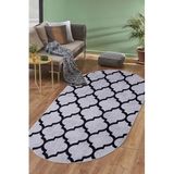 Dijidekor Halı Gri Maça Yıkanabilir Saçaksız Oval Kesme Ince Yolluk Kilim Salon Halısı Modelleri, 40x60