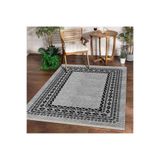 Dijidekor Halı Gri O22136 Yıkanabilir Saçaklı Ince Yolluk Kilim Salon Halısı Modelleri, 140x200