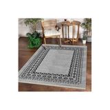 Dijidekor Halı Gri O22136 Yıkanabilir Saçaklı Ince Yolluk Kilim Salon Halısı Modelleri, 200x290