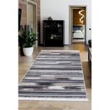 Dijidekor Halı Kahverengi Cool Köln Saçaklı Kaymaz Kesme Ince Yolluk Kilim Salon Halısı Modelleri, Kahve 140x300