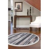 Dijidekor Halı Kahverengi Cool Köln Saçaklı Yuvarlak Kesme Ince Yolluk Kilim Salon Halısı Modelleri, Kahve 180x180