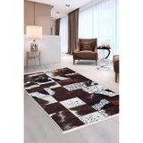 Dijidekor Halı Kahverengi Dr01 Yıkanabilir Saçaklı Kesme Ince Yolluk Kilim Salon Halısı Modelleri, Kahve 140x200