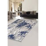 Dijidekor Halı Lacivert Cool Yıkanabilir Saçaklı Delüxe Kesme Yolluk Kilim Salon Halısı Modelleri, 986AS13MAVİ 140x200