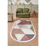 Dijidekor Halı Multi Cool K1270 Saçaklı Oval Kaymaz Kesme Ince Yolluk Kilim Salon Halısı Modelleri, Çok Renkli, 140x250