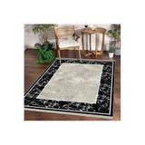Dijidekor Halı Siyah Cool K0560 Yıkanabilir Saçaklı Kesme Ince Yolluk Kilim Salon Halısı Modelleri, 140x200