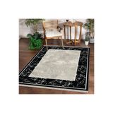 Dijidekor Halı Siyah Cool K0560 Yıkanabilir Saçaklı Kesme Ince Yolluk Kilim Salon Halısı Modelleri, 200x290