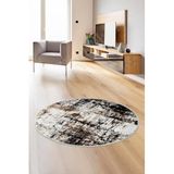 Dijidekor Halı Siyah Cool K1310 Yıkanabilir Yuvarlak Kesme Ince Yolluk Kilim Salon Halısı Modelleri, Saçaksız, 200x200