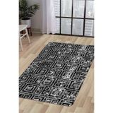 Dijidekor Halı Siyah Cool K1320 Yıkanabilir Saçaksız Kesme Ince Yolluk Kilim Salon Halısı Modelleri, 140x200