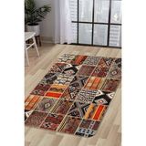 Dijidekor Halı Turuncu K1300 Yıkanabilir Saçaksız Kesme Ince Yolluk Kilim Salon Halısı Modeli - 100 x 150 cm