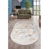 Dijidekor Halı Vizon Cool Yıkanabilir Saçaklı Oval Delüxe Kesme Yolluk Kilim Salon Halısı Modelleri, Vizon-Gri, 140x500
