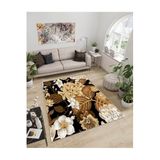 Dijidekor Işıltı Koleksiyonu Model10 Süngerli Dijital Baskılı Saçaksız Mutfak Halısı Yolluk, Kahverengi, 180x400