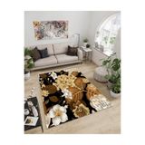 Dijidekor Işıltı Koleksiyonu Model10 Süngerli Dijital Baskılı Saçaksız Mutfak Halısı Yolluk, Kahverengi, 200x450