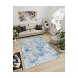 Dijidekor Işıltı Koleksiyonu Model187 Süngerli Dijital Baskılı Saçaksız Mutfak Halısı Yolluk, Mavi, 150x200