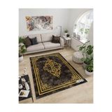 Dijidekor Işıltı Koleksiyonu Model25 Süngerli Dijital Baskılı Saçaksız Mutfak Halısı Yolluk, Altın, 120x200