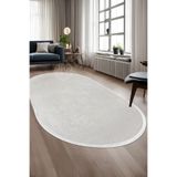 Dijidekor Janjanlı Oval Halı Açık Krem Salon Koridor Antre Mutfak Halısı Silinebilir Saçaklı, JANJANLI-KREM-OVAL-SAÇAKLI, 140x200